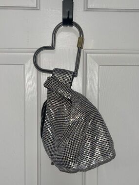 Aimee Kestenberg Silver Rhinestone Heart Wristlet Clutch